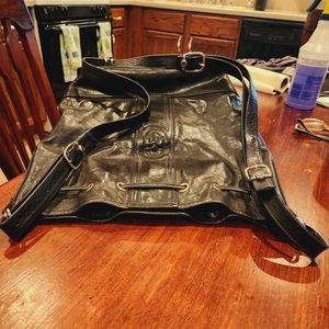 Marino Orlandi Black Italian Leather Crossbody Shoulder Bag